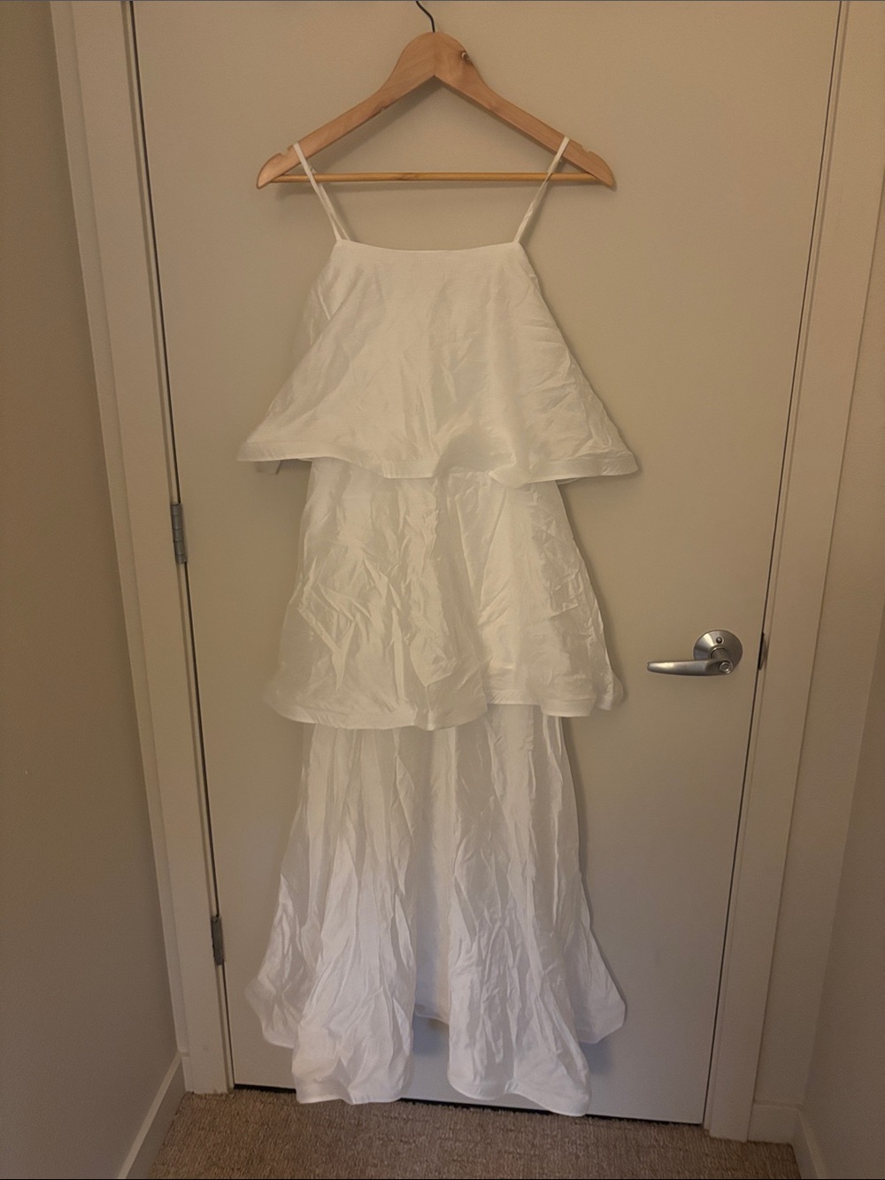 Worn Once Three tiered satin white gown